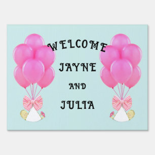 Girl Twins Announcement Sign