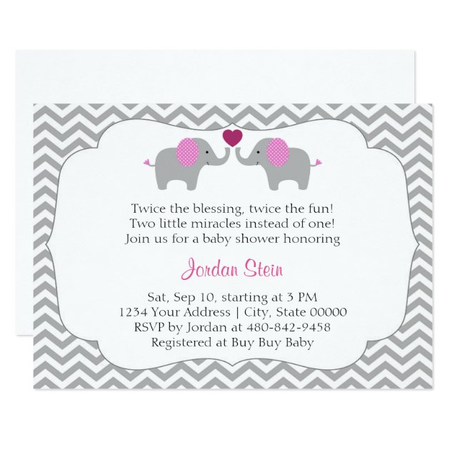 Girl Twins Baby Shower Invitation