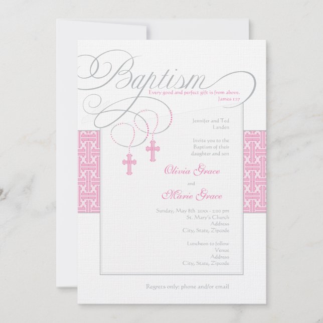 Girl Twins Baptism Invitation (Front)
