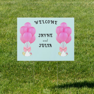 Girl Twins Birth Announcement Sign