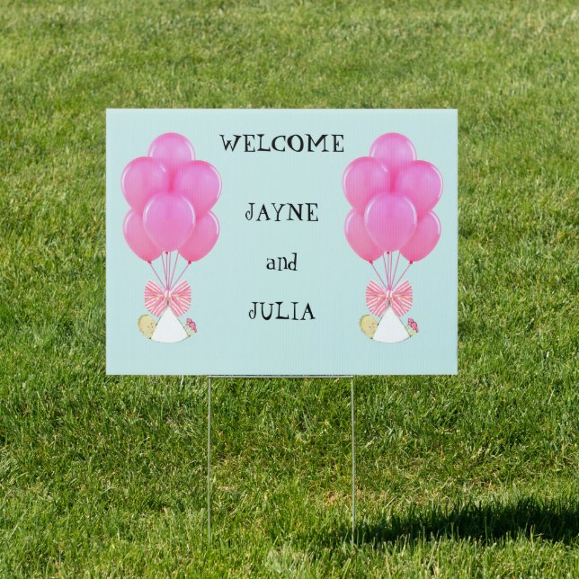 Girl Twins Birth Announcement Sign (Insitu)