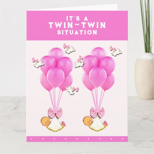 Girl Twins Congratulations Card