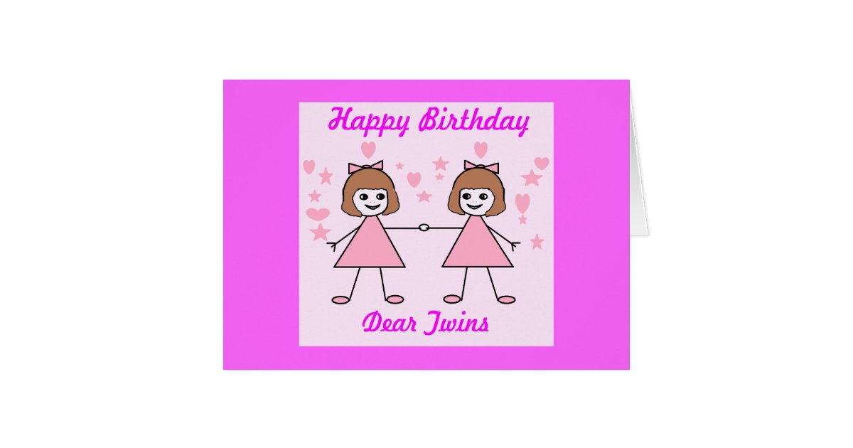 Girl twins Happy Birthday  Card  Zazzle com