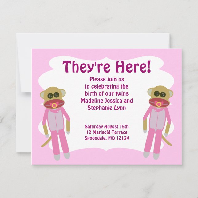 Girl Twins Shower or Announcement (Front)