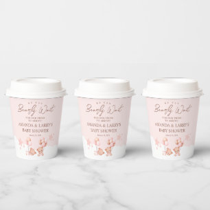 Girl Twins Teddy Bear Baby Shower Welcome Paper Cups