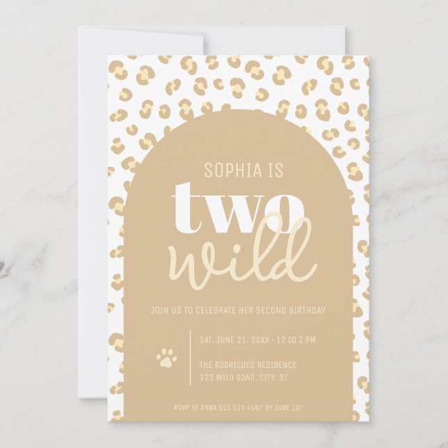 Girl Two Wild 2nd Birthday Invitation (Front)
