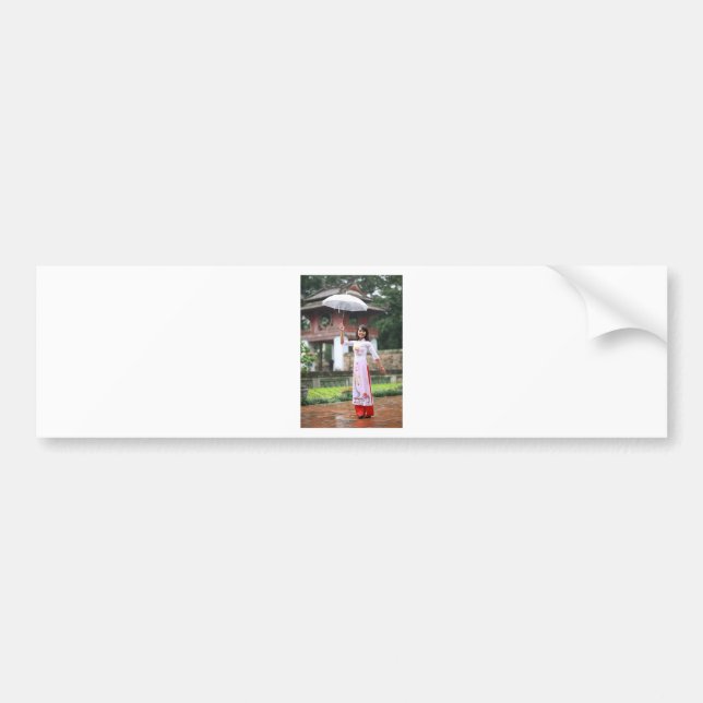 Girl Umbrella Asian Rain Woman Bumper Sticker (Front)