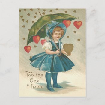 Girl Umbrella Heart Rain Postcard by kinhinputainwelte at Zazzle