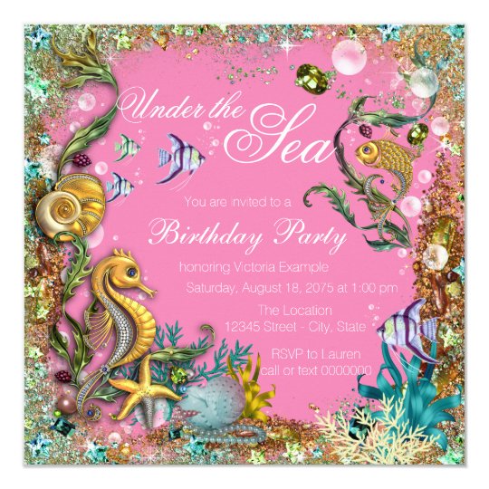 girl under the sea birthday party invitation zazzle com
