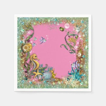 Girl Under The Sea Napkins by InvitationCentral at Zazzle