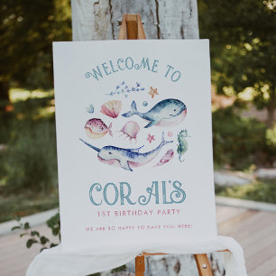 Girl Under the Sea Welcome Sign