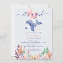 Girl Under the Sea Whale Watercolor Baby Shower