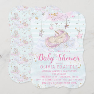 Girl Unicorn Baby Shower Invitations