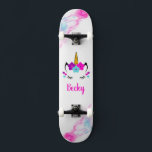 Girl Unicorn skateboard with name<br><div class="desc">Make this Unicorn skateboard your own by adding your text. To access advanced editing tools, please go to "Personalize this template" and click on "Details", scroll down and press the "click to customize further" link. Ideal for any Occasion such as birthday or Graduation, for outdoor skateboarders who love the unicorn...</div>