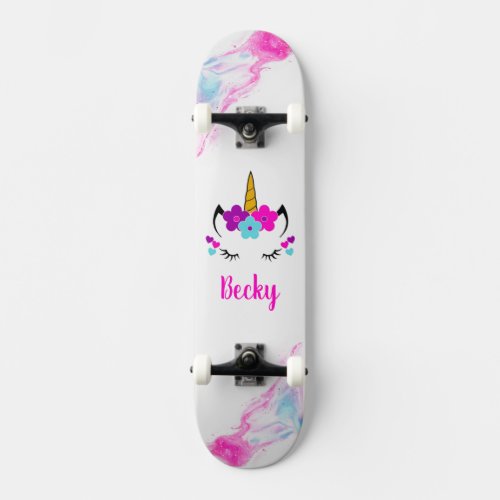 Girl Unicorn skateboard with name