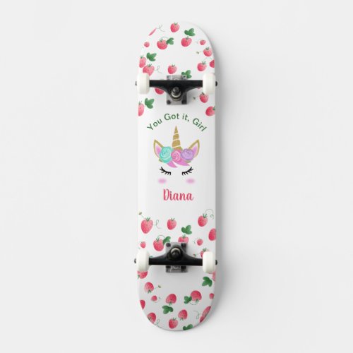 Girl Unicorn skateboard with name