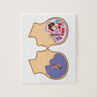 Girl V Guy funny design - Customizable Jigsaw Puzzle