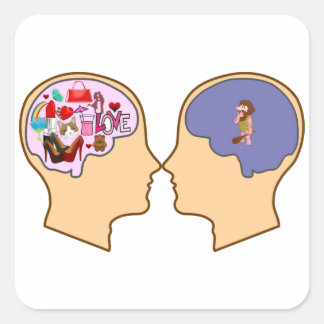 Girl V Guy funny design - Customizable Square Sticker