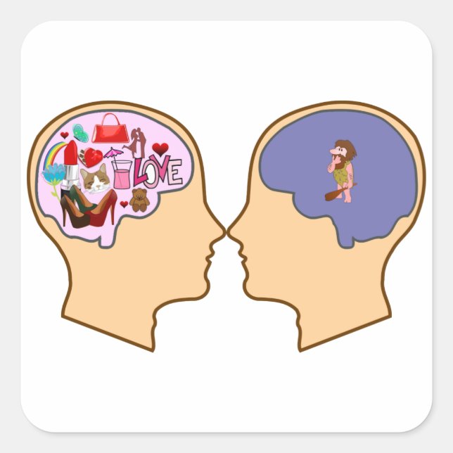 Girl V Guy funny design - Customizable Square Sticker (Front)