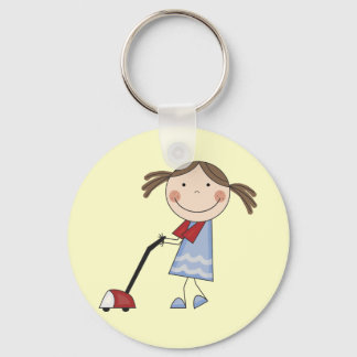 Girl Vacuuming Tshirts and Gifts Keychain