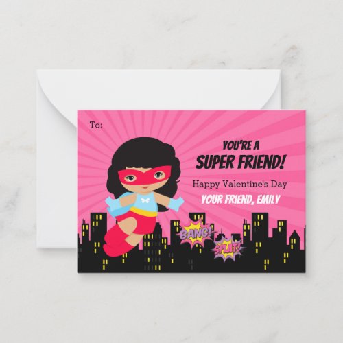 Girl Valentine Card _ Superhero African American