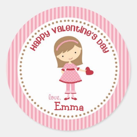 Girl Valentine Stickers (pink) - Children Kids