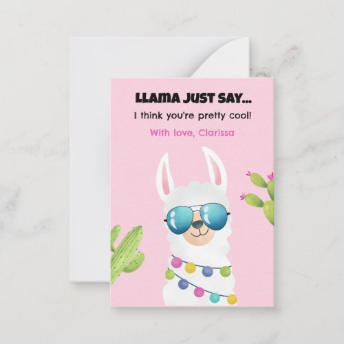 Girl Valentines Day Cards _ Llama Pink Funny