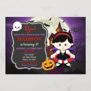 Girl Vampire Halloween Birthday Invitation