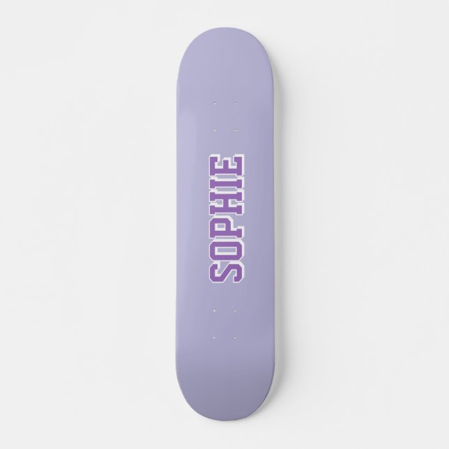 Girl Varsity Purple Skateboard Personalized Name (Front)