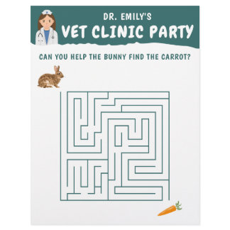 Girl Vet Birthday Maze Bunny Puzzle Kids' Activity Letterhead