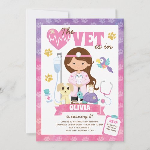 Girl Vet Birthday Party Invitation