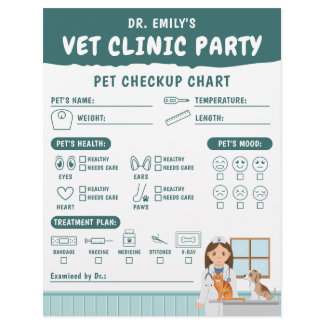 Girl Vet Pretend Pet Checkup Chart Kids' Activity Letterhead