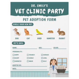 Girl Vet Pretend Play Pet Adoption Kids' Activity Letterhead