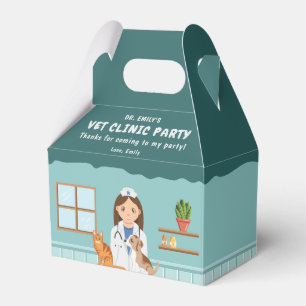 Girl Veterinarian Animal Clinic Birthday Thank You Favor Boxes