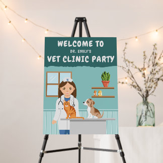 Girl Veterinarian Animal Clinic Birthday Welcome Foam Board