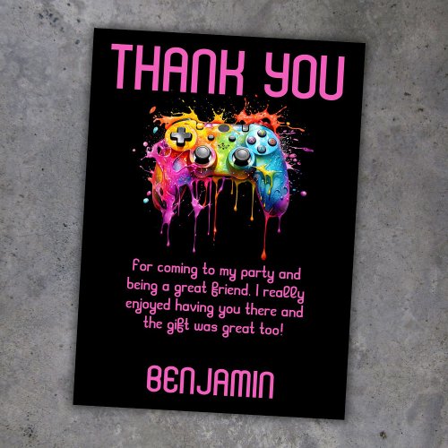 Girl Video Game Party Thank You Card