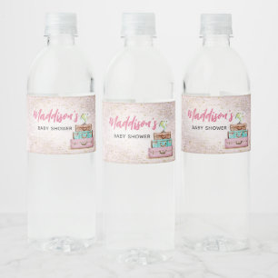 Girl Vintage Adventure Begins Baby Shower Water Bottle Label