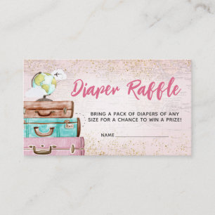 Girl Vintage Adventure Begins Diaper Raffle Enclosure Card