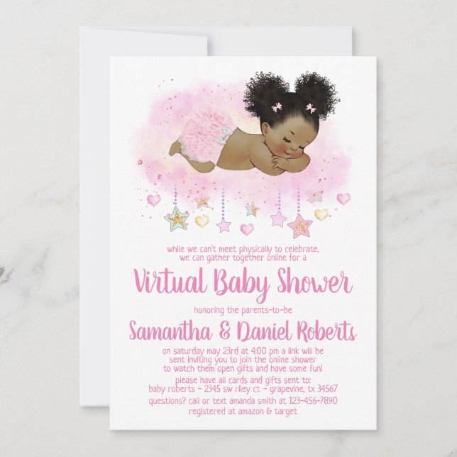Girl Virtual Drive By Baby Shower Invitation (Front)