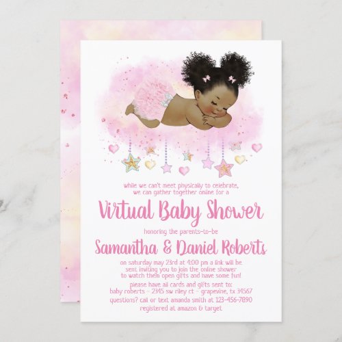 Girl Virtual Drive By Baby Shower Invitation