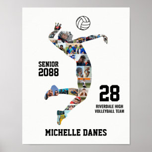 Girl Volleyball Player Custom Sports Photo Collage Poster