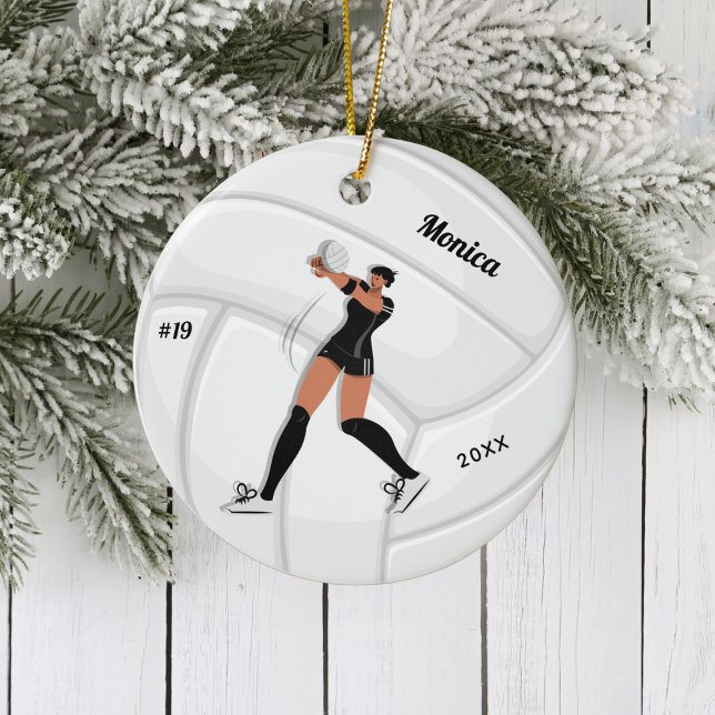 Girl Volleyball Player Kid Name Jersey Team Number Ceramic Ornament (Creator Uploaded)