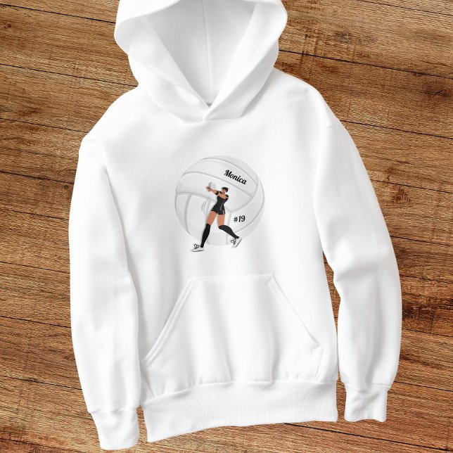 Girl Volleyball Player Kid Name Jersey Team Number Hoodie (Creator Uploaded)