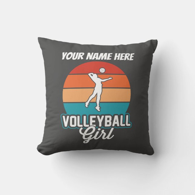 Girl Volleyball Throw Pillow (Front)
