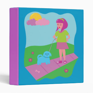 Girl Walking Dog Binder