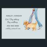 Girl walking dog blue, dog walking  flyer<br><div class="desc">Girl walking dog cute watercolor,  illustrated  Flyer in a grey blue background with rounded corners. 
This business card will be perfect for Dog walker,  Pet Groomer,   Pet Care,  Pet Sitter business
All text style,  colors,  sizes can be modified to fit your needs</div>