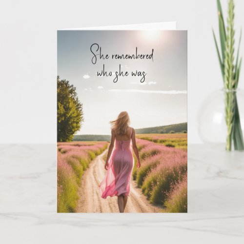 Girl Walking Down A Dirt Path Thinking Of You Card