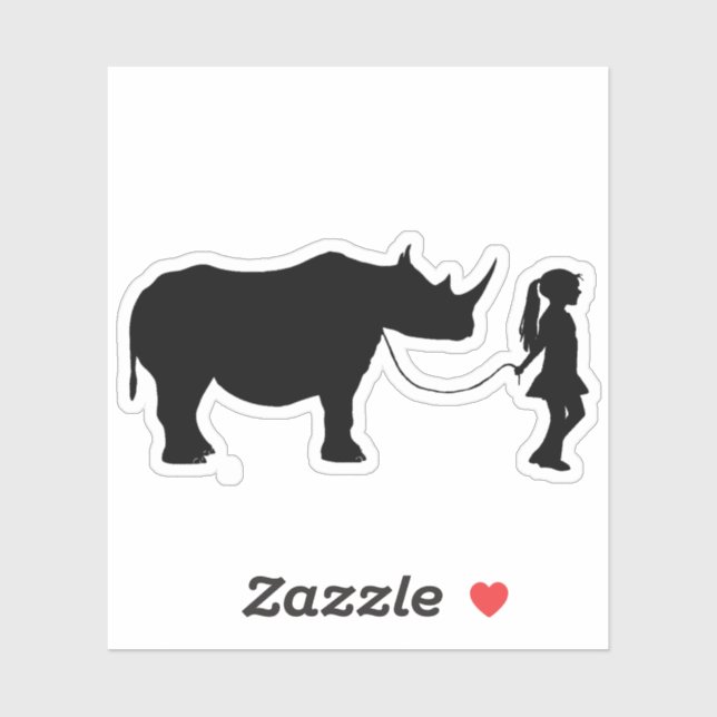 Girl Walking Her Pet Rhino Funny Gag Gift  Idea Sticker (Sheet)