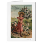 Girl Walking Lamb, Chick, and Rooster (Front)