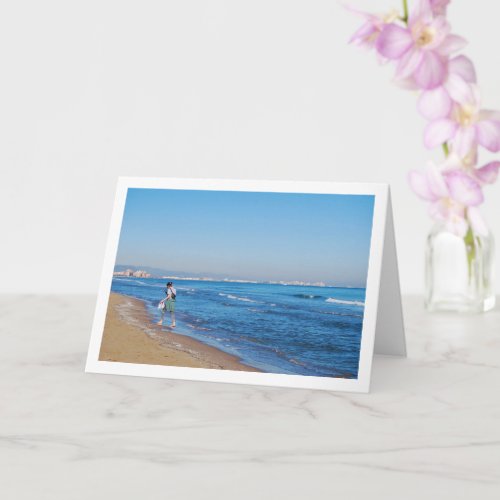 Girl walking on Beach Card